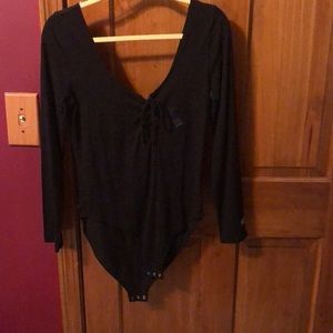 PINK body suit- black NWT